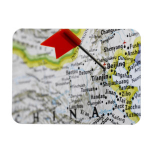 Map pin placed in Beijing, China on map, Magnet