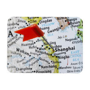 Map pin placed in Shanghai, China on map, Magnet