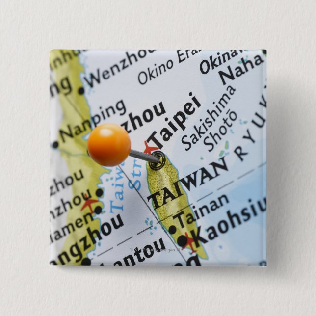 Map pin placed in Taipei, Taiwan on map, (Front)