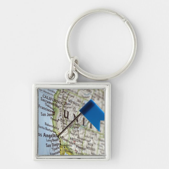 Map pin placed on Los Angeles, California on Keychain (Front)
