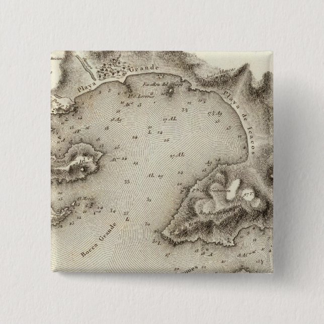 Map Port of Acapulco 2 Inch Square Button (Front)