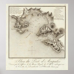 Map Port of Acapulco Poster