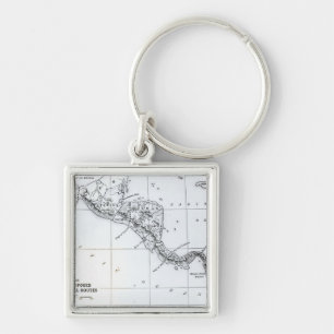 Map Proposed Isthmian Canal Routes Keychain