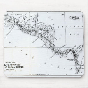 Map Proposed Isthmian Canal Routes Mouse Pad