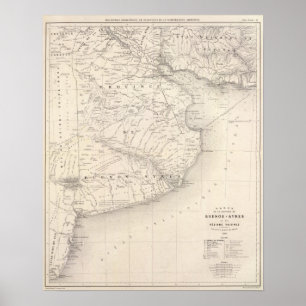 Map, Province of Buenos Aires, neighbouring Poster