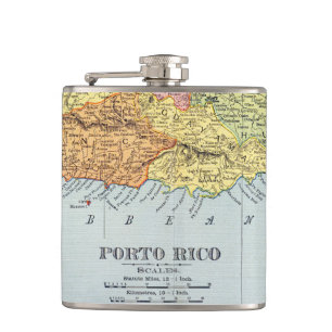 MAP: PUERTO RICO, 1900 HIP FLASK
