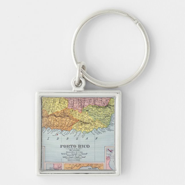 MAP: PUERTO RICO, 1900 KEYCHAIN (Front)