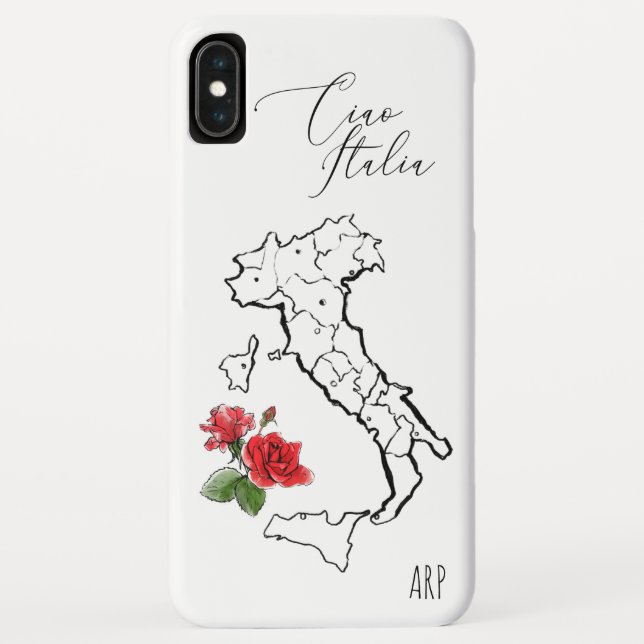 *~* Map Red Rose Green Leaf  Ciao Italia Italy Case-Mate iPhone Case (Back)