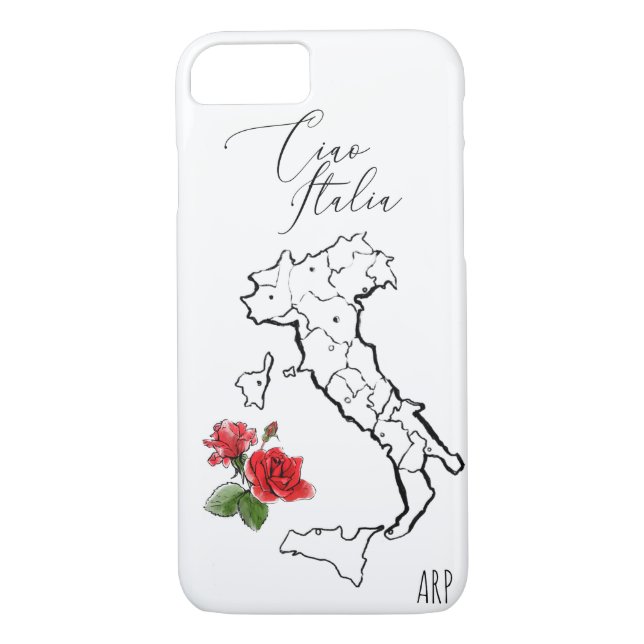 *~* Map Red Rose Green Leaf Italy Ciao Italia Case-Mate iPhone Case (Back)
