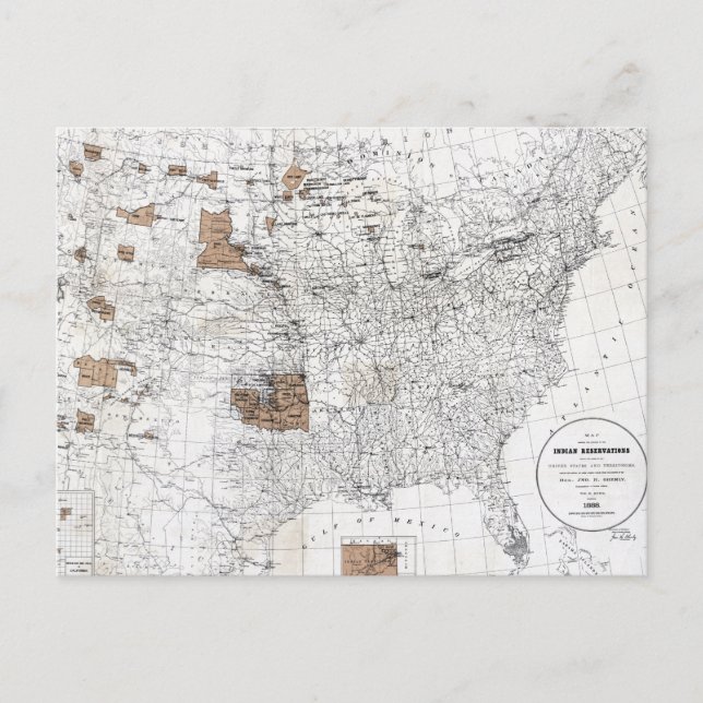 MAP: RESERVATIONS, 1888 POSTCARD (Front)