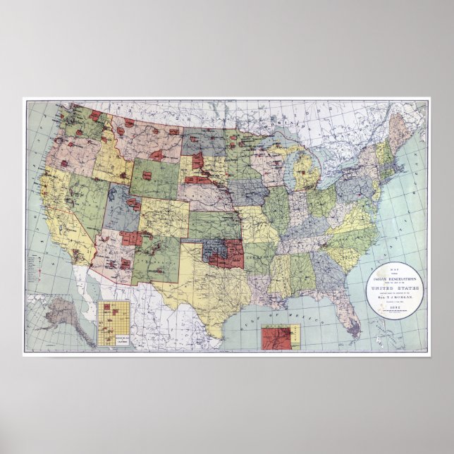 MAP: RESERVATIONS, 1892 POSTER (Front)