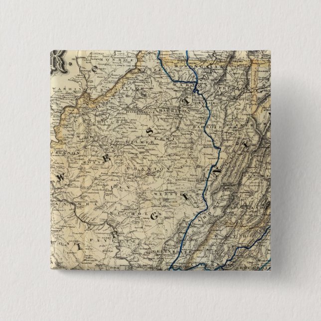 Map Richmond and Louisville RR 2 Inch Square Button (Front)