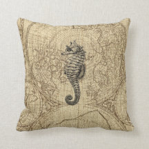 Map Sealife Black Seahorse Illustration Coastal