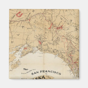Map Showing Routes from San Francisco to Alaska Magnet