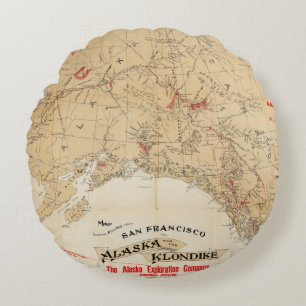 Map Showing Routes from San Francisco to Alaska Round Pillow