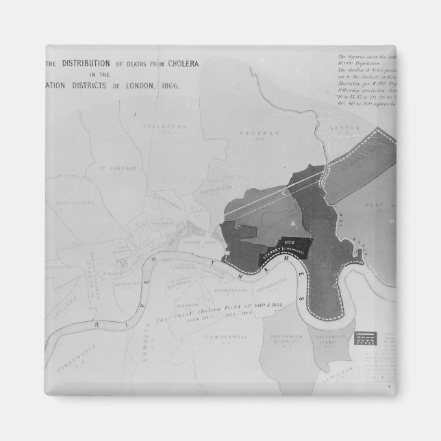 Map showing the Distribution of Deaths Magnet (Front)