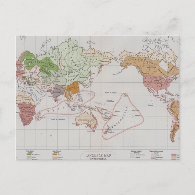 Map showing the Languages of the World Postcard (Front)