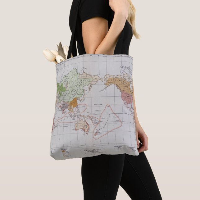 Map showing the Languages of the World Tote Bag (Close Up)