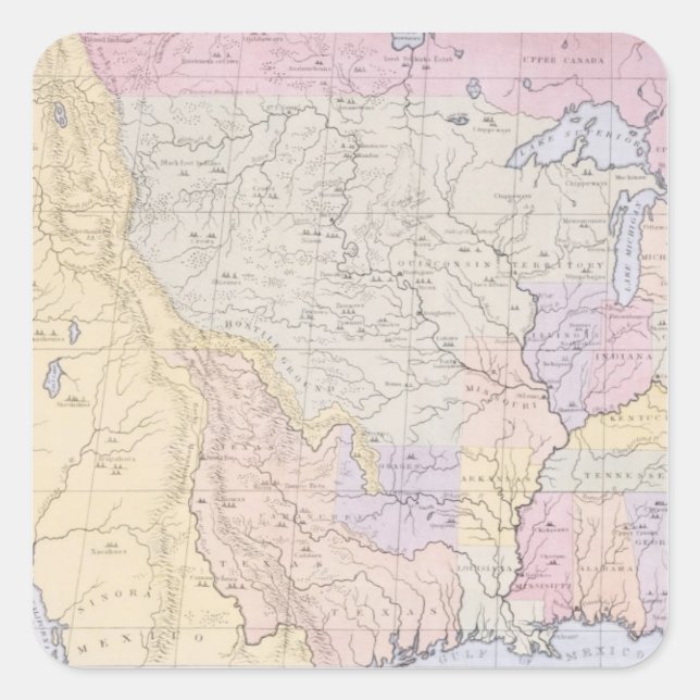 Map showing the localities of the Indian tribes Square Sticker (Front)