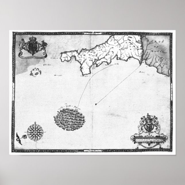 Map showing the route of the Armada fleet Poster (Front)