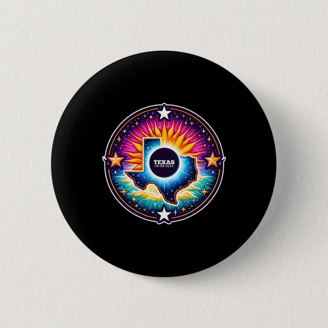 Map Total Solar Eclipse April 8 2024  2 Inch Round Button (Front)