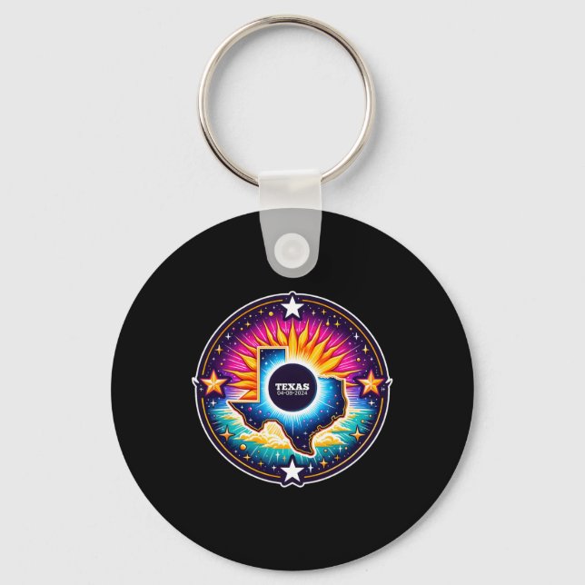 Map Total Solar Eclipse April 8 2024  Keychain (Front)