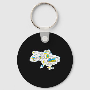 Map Ukraine - Ukrainian National Emblem - Ukrainia Keychain