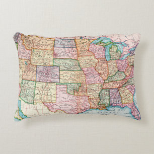 Map: United States, 1905 Accent Pillow