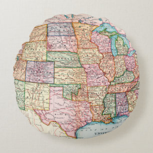 Map: United States, 1905 Round Pillow