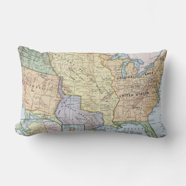 Map: US Expansion, 1905 Lumbar Pillow (Front)