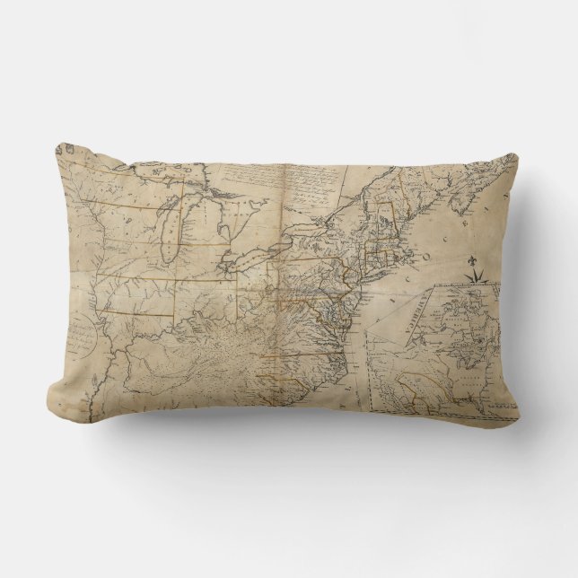 MAP: USA, 1783 LUMBAR PILLOW (Front)
