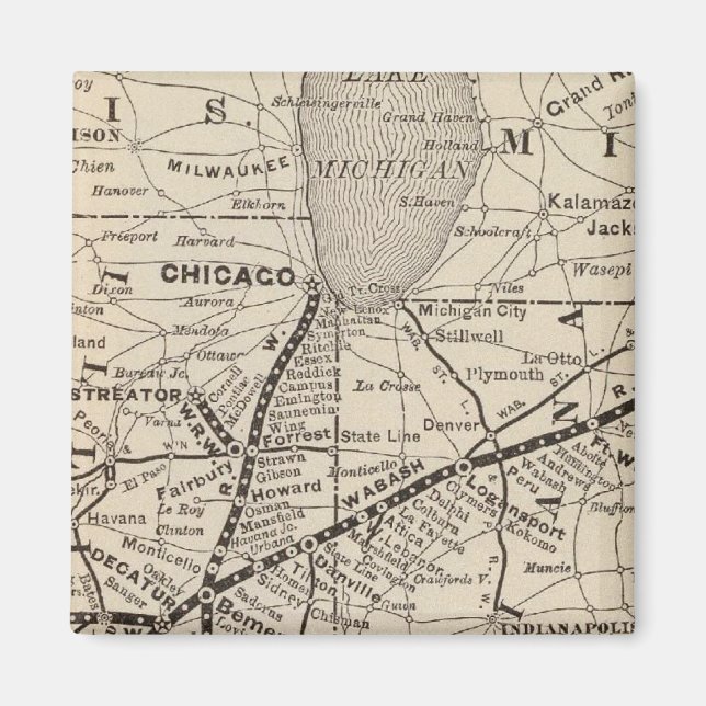 Map Wabash Railway Magnet (Front)