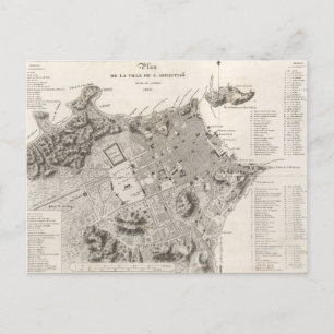 Mapa da cidade do Rio de Janeiro (1820) Postcard