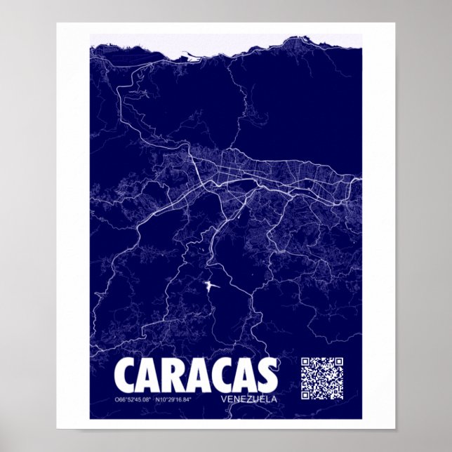 Mapa de Caracas - Venezuela Travel City Map Poster (Front)
