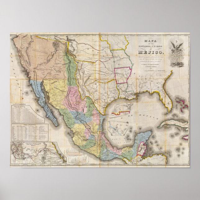 Mapa de los Estados Unidos De Mejico Poster (Front)