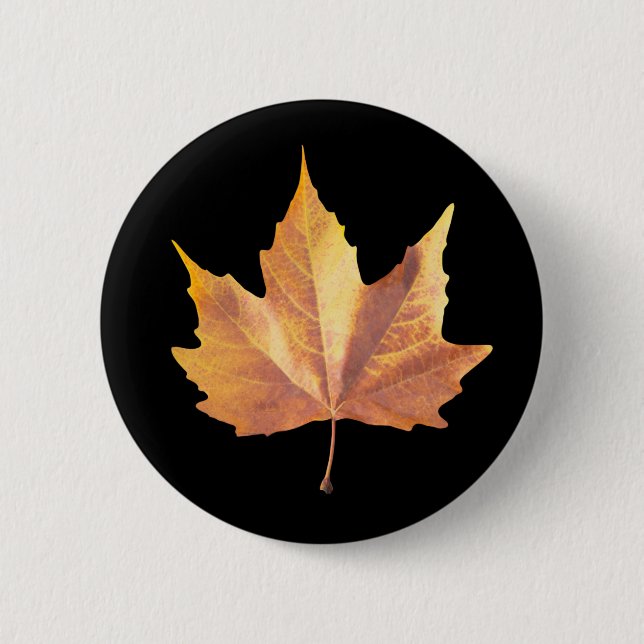 Maple autumn leaf 2 inch round button (Front)
