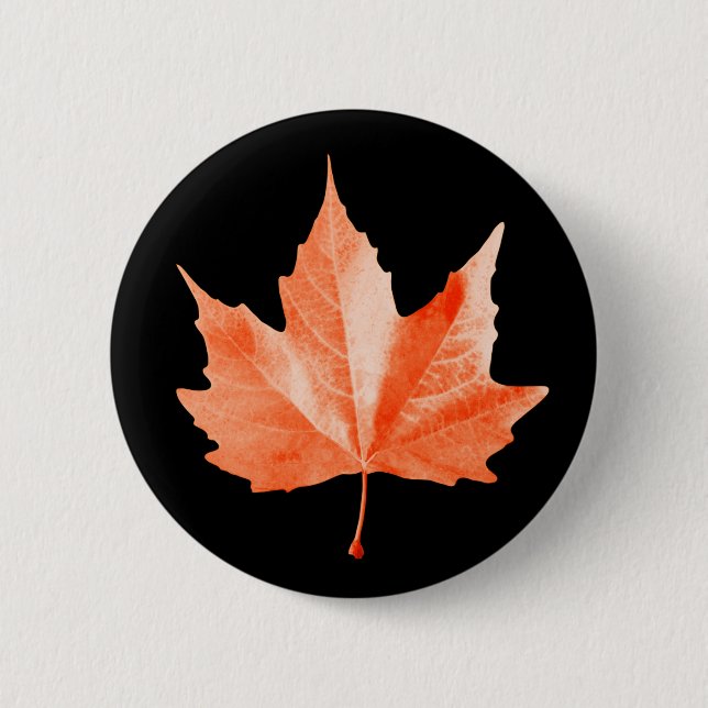 Maple autumn leaf 2 inch round button (Front)