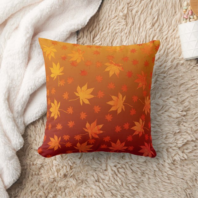 Maple Autumn Leaves Throw Pillow (Blanket)