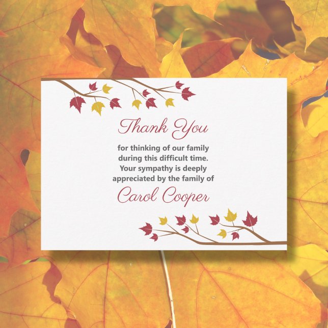 Maple Branch Funeral Thank You Note Card (Maple Branch Funeral Thank You Note Card)
