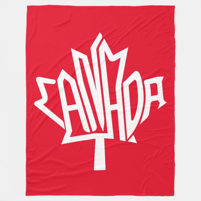 Maple CANADA TEXT FLAG LOGO BY MASANSER PIXELAT Fleece Blanket (Front)
