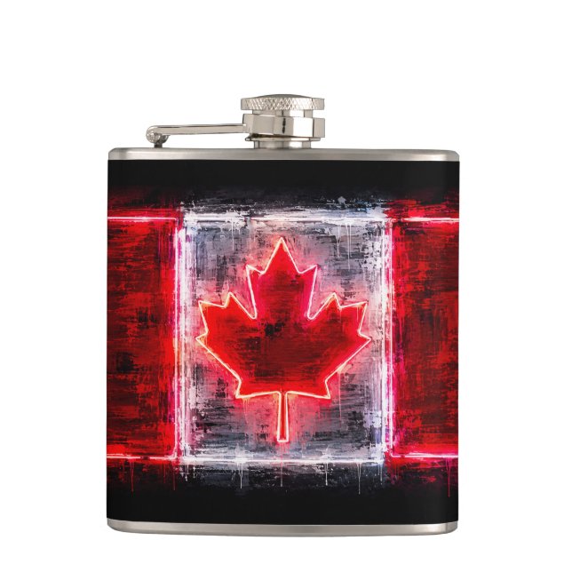Maple Canadian Flag Hip Flask (Front)