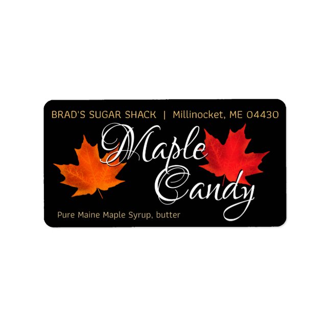 Maple Candy Black Product Label Ingredients Leaves (Front)