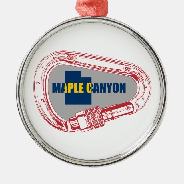 Maple Canyon Climbing Carabiner Metal Ornament (Front)
