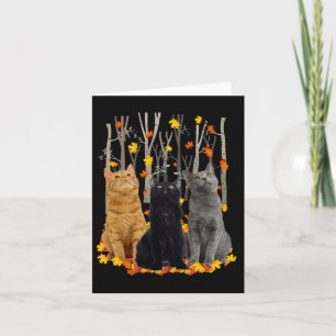 Maple Cat Leaf Fall Hello Autumn Fun Kitty Card