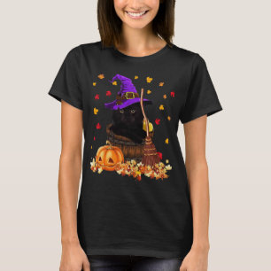 Maple Cat Leaf Leaves Fall Hello Autumn Funny Kitt T-Shirt