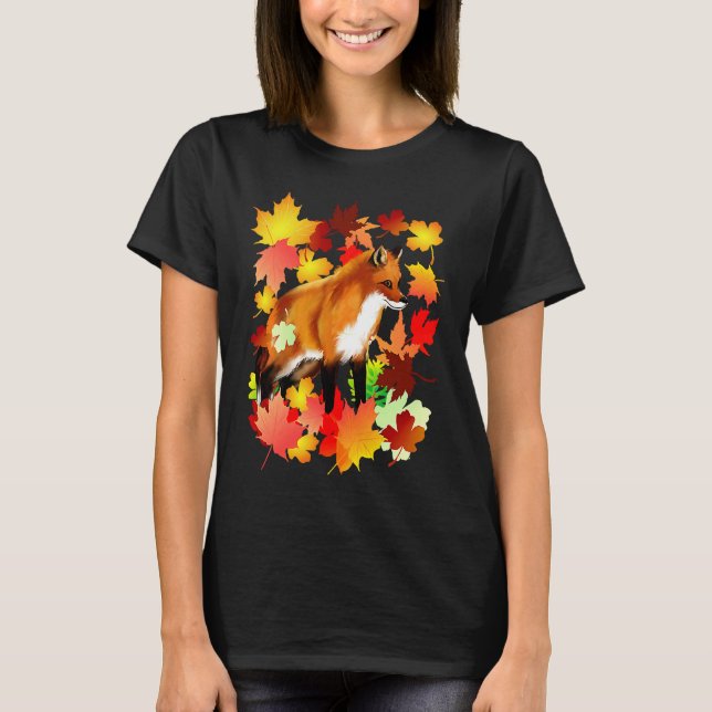 Maple Fox Leaf Fall Autumn Leaves Nature Seasons F T-Shirt (Front)