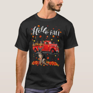 Maple German Shepherd Dog Leaf Fall Autumn Red Tru T-Shirt