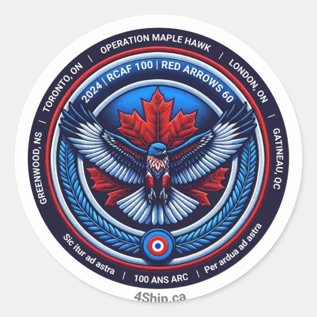 Maple Hawk - Round Sticker RCAF 100 (Front)