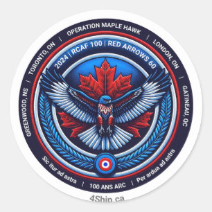 Maple Hawk - Round Sticker RCAF 100