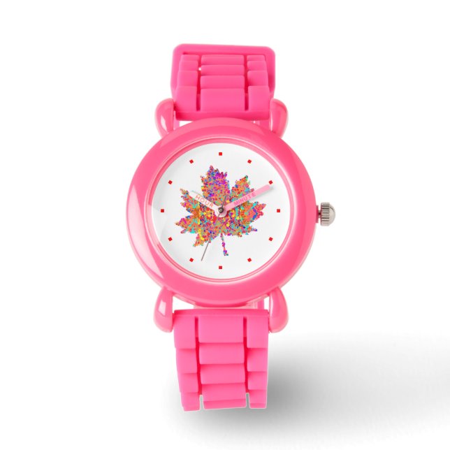 Maple Leaf Action Painting Splatter Watch (Front)